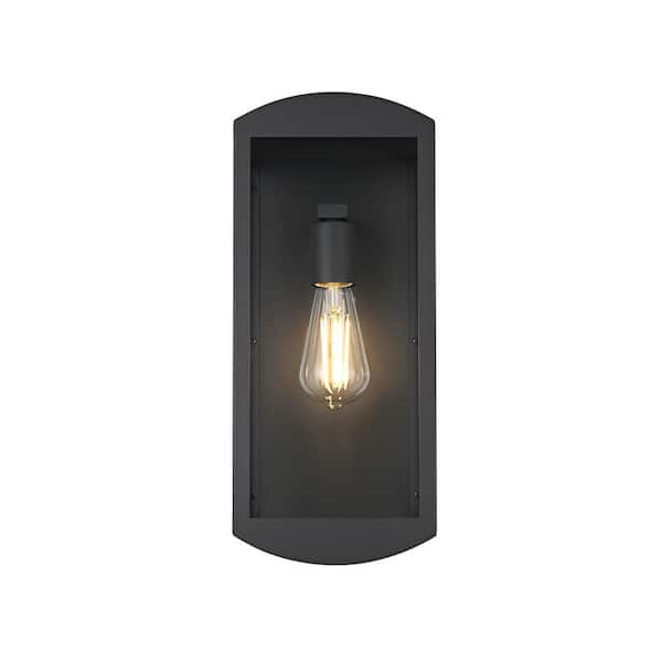 16 in. Black Outdoor Hardwired Wall Sconce with No Bulbs Included
