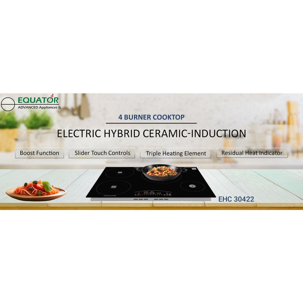Equator 30" Black Ceramic-Induction 4 Burner Cooktop with Touch Control