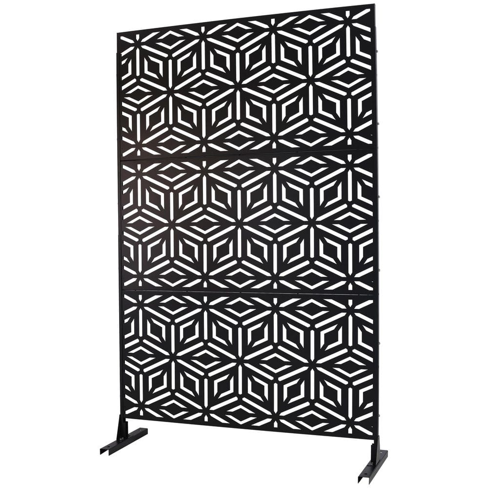 76 in. H x 48 in. W Black Steel Outdoor Privacy Fence Screen for Deck Balcony Patio price history on PriceWatchPro