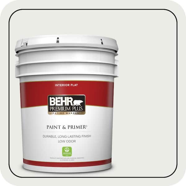 BEHR PREMIUM PLUS 5 gal. #52 White Flat Low Odor Interior Paint & Primer