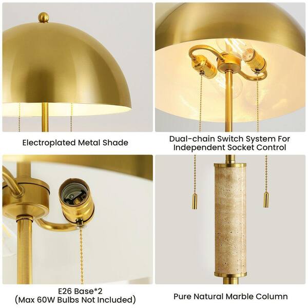 KAISITE 23 in. Gold Modern 2-Light Plug-in and Flexible Table Lamp