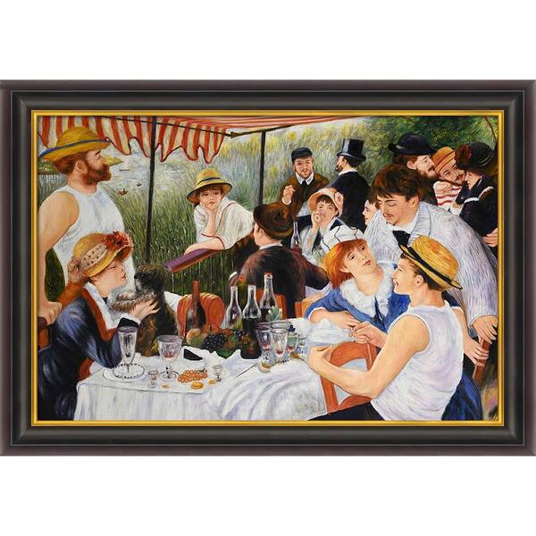 LA PASTICHE Luncheon of The Boating Party by Pierre-Auguste Renoir Opulent Framed Abstract Oil Painting Art Print 30 in. x 42 in.