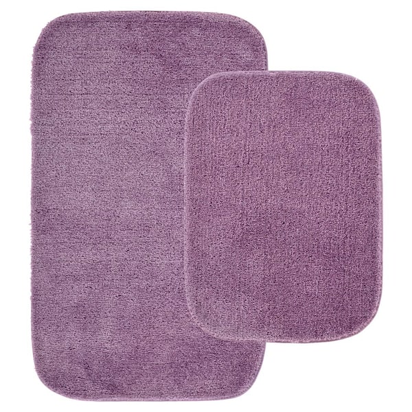 Garland Rug Traditional Purple 21 in. x 34 in. Washable Bathroom 2 -Piece Rug Set