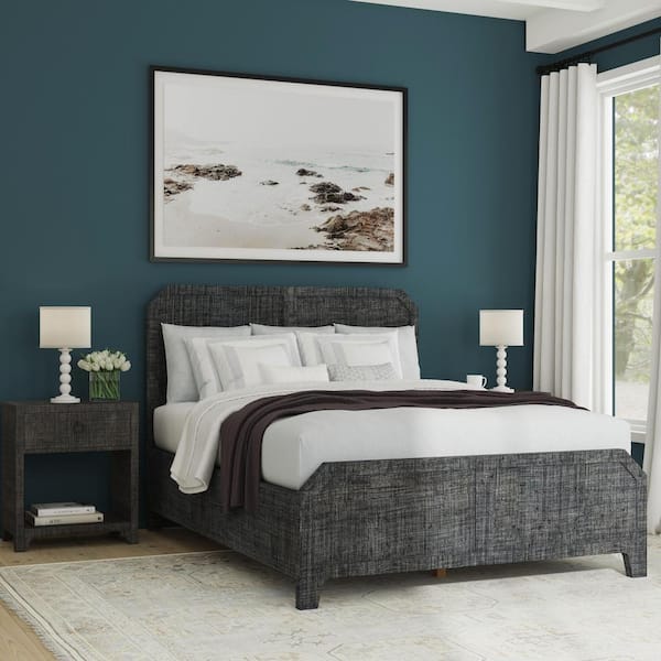 Bar Harbor Gray Raffia Queen Panel Bed