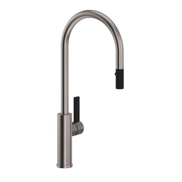 Tuario Satin Nickel 19.25 in. H Pull Down Sprayer Kitchen Faucet with 360° Spout Swivel