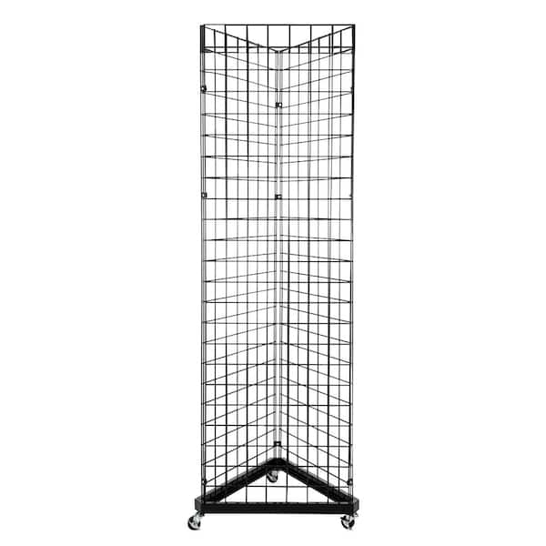 Karl home 75.2in. H x 21.7in W Floor Steel Grid Panel/Pegboard 3-Sided Tower Floorstanding Display Kit with Rolling Base Black
