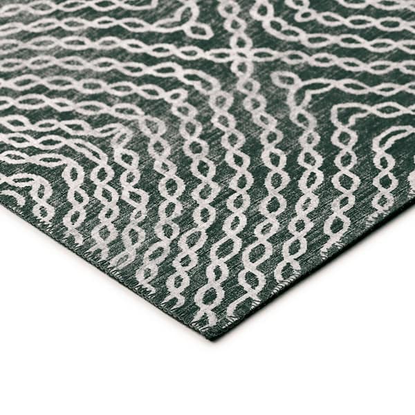 Bravado Grey 2 ft. 3 in. x 7 ft. 6 in. Geometric Indoor/Outdoor Washable Area Rug