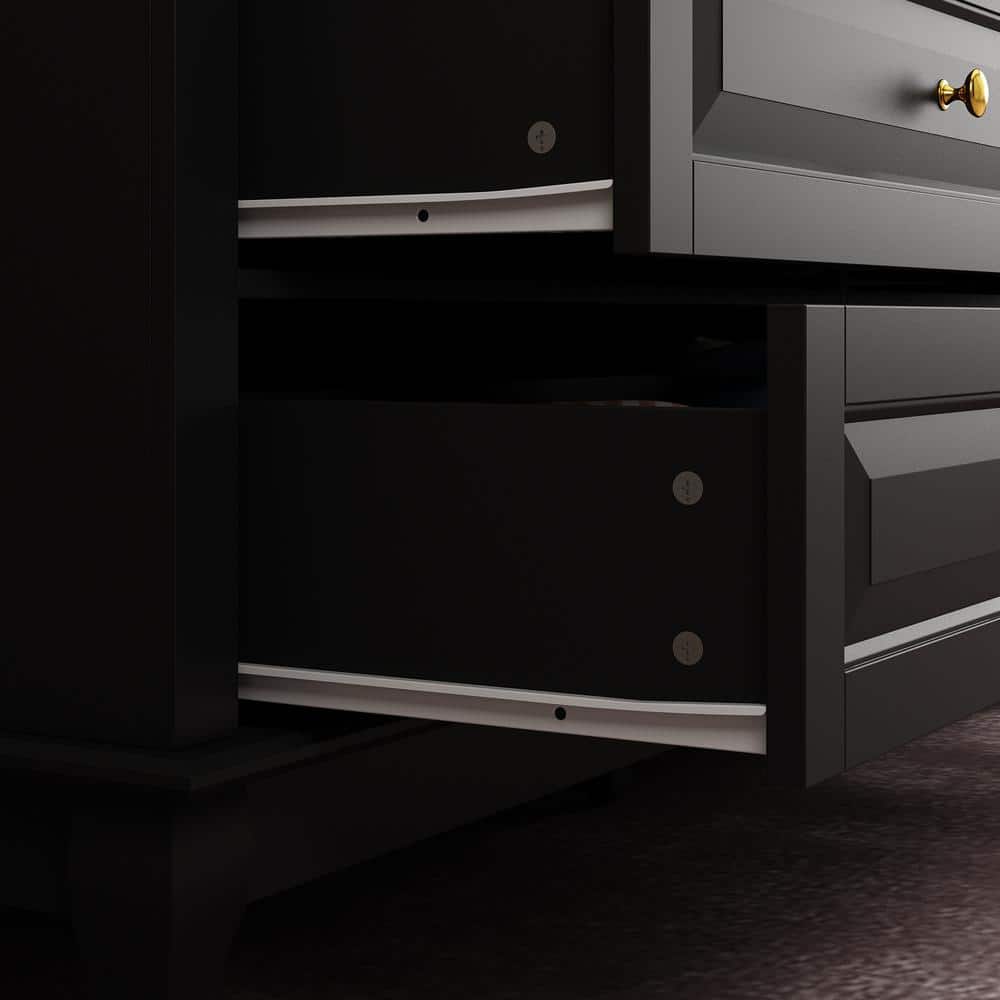 White Wooden 9-Drawer Chest of Drawers 55.1 in. W x 37 in. H x 15.7 in. D Console TV Stand, Modern European Style - thumbnail 8