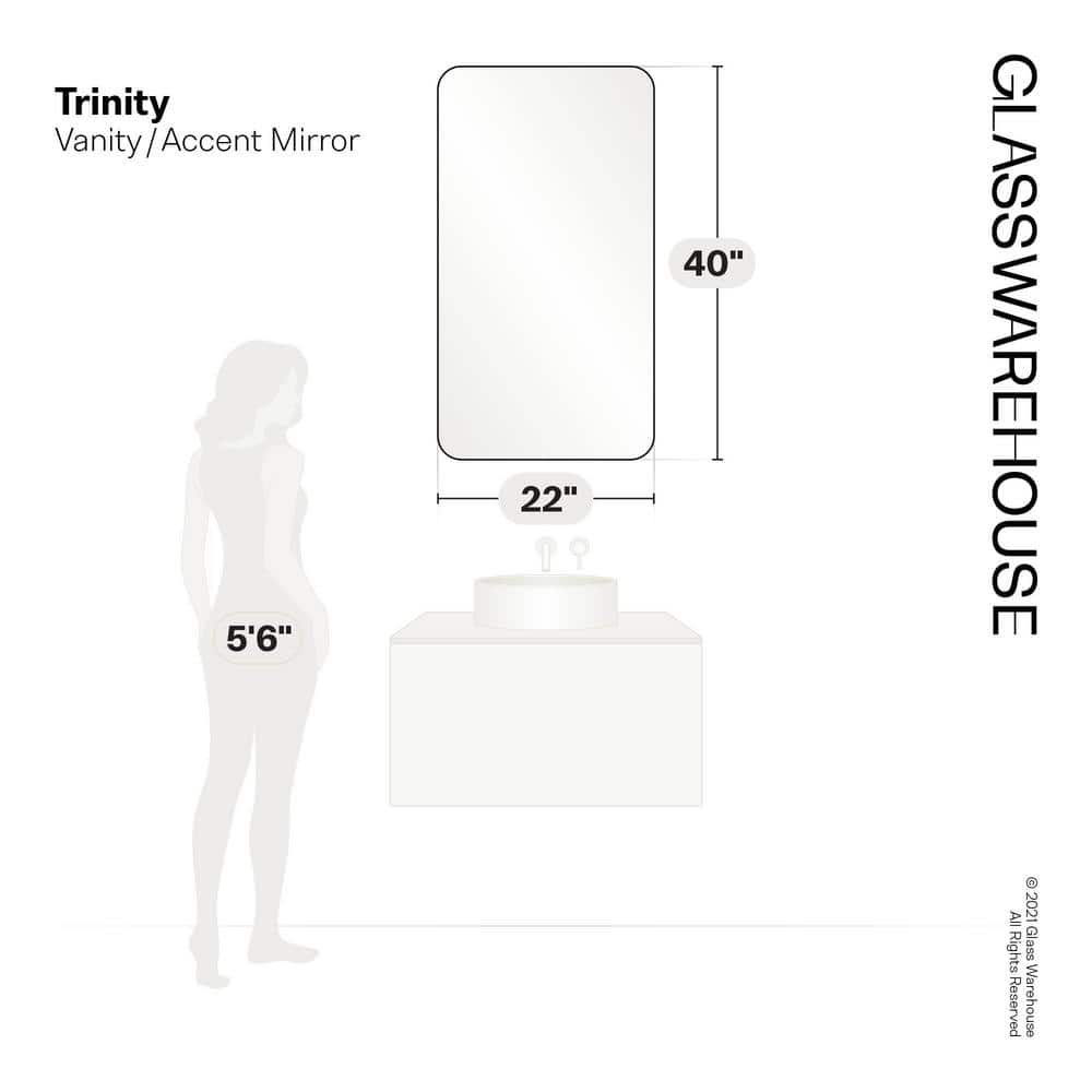 Trinity 40" x 22" White Stainless Steel Rectangular Mirror