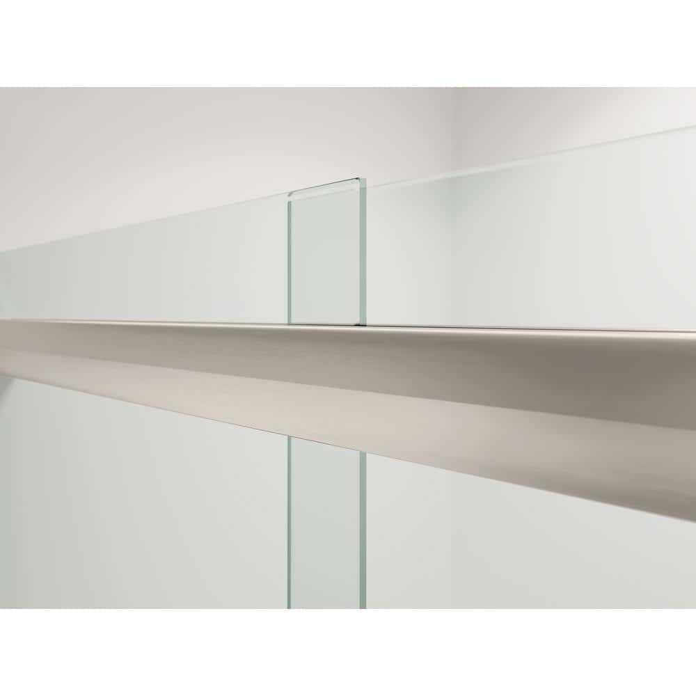 Pleat Frameless Sliding Shower Door with Frosted Glass and Brushed Nickel Frame