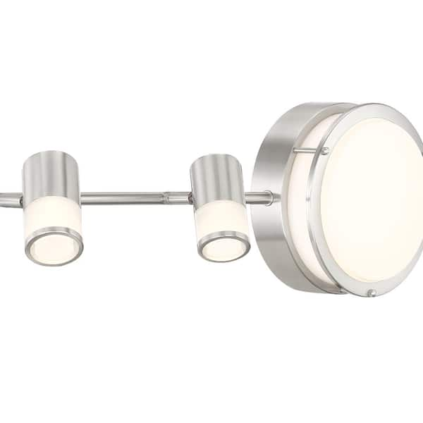 Greyrock 3.44 ft. 4-Light Brushed Nickel Integrated LED Fixed Track Lighting Kit with Rotating Heads & Flush Mount Light