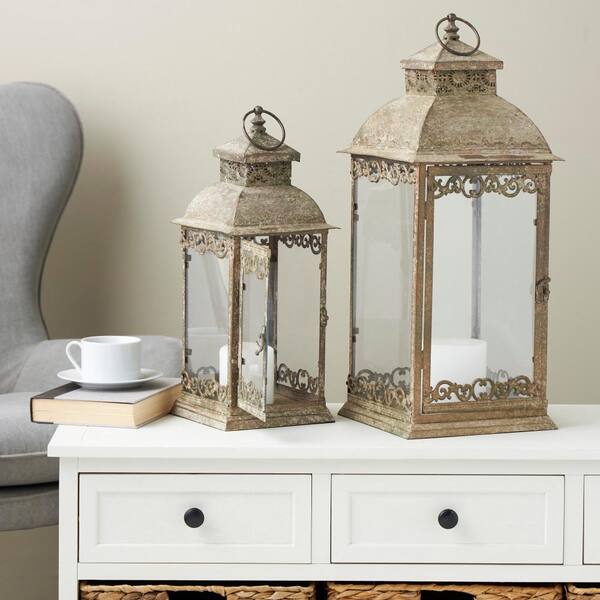 Litton Lane Brown Metal Distressed Vintage Inspired Ornate Scroll