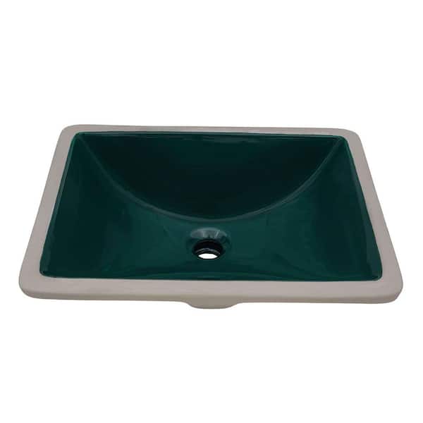 Krona 19 in. x 14 in. Undermount Bathroom Sink in Emerald Green Porcelain