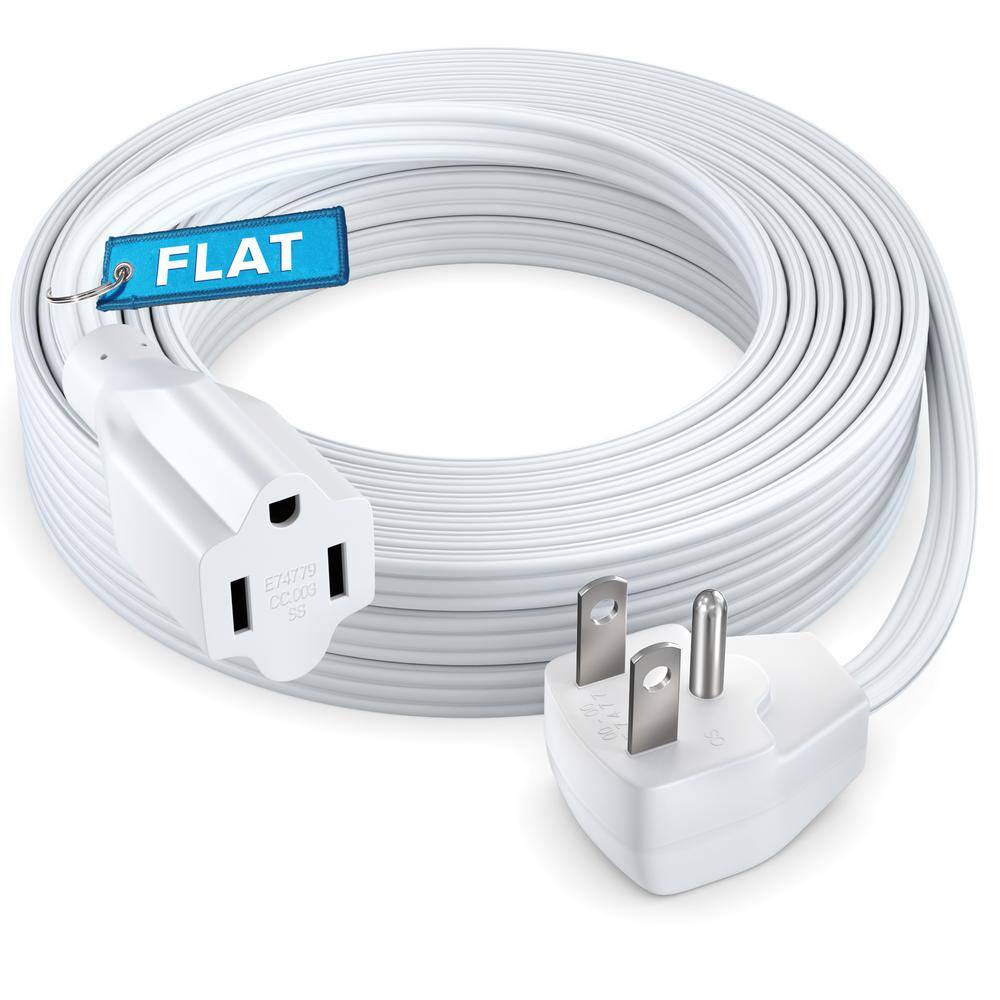 20 ft. 14/3 Medium/Heavy Duty Indoor Extension Cord Flat Plug Flat Wire, 15Amps, White price history on PriceWatchPro