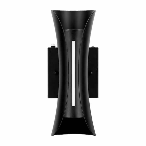 LEDVANCE Sylvania 12.5 in. 1-Light Black LED Wall Lantern Fixture with Sensor Integrated LED Ceiling Light