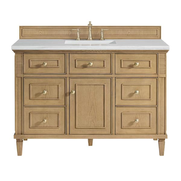 James Martin Vanities Lorelai 48.0 in. W. x 23.5 in. D x 34.06 in. H Single Bathroom Vanity Light Natural Oak Arctic Fall Solid Surface Top