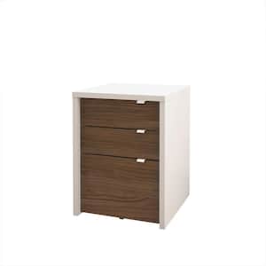 Liber-T White and Walnut File Cabinet with 3-Drawers