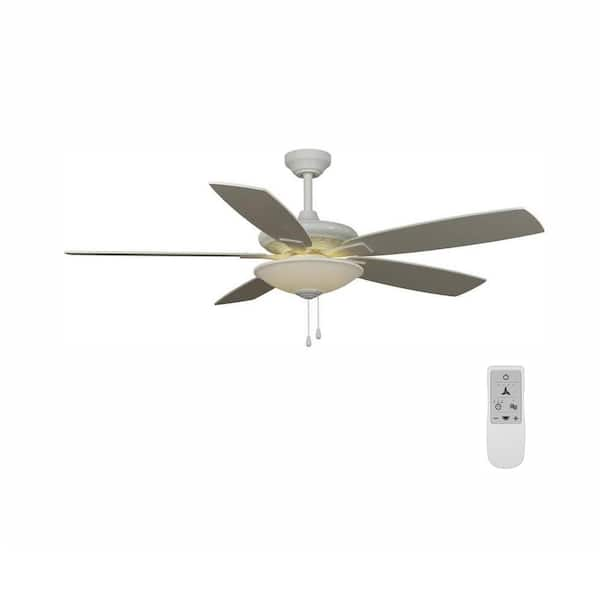 Hampton Bay Menage 52 in. Integrated LED White Ceiling Fan with Light Kit and Remote Control Works with Google and Alexa