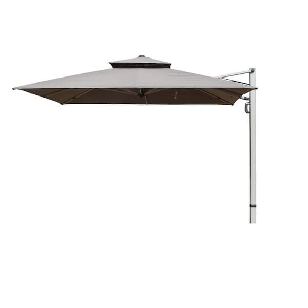 9 ft. Square Cantilever Patio Umbrella with Center Pole, 9-Rib in Gray(Base Not Included)