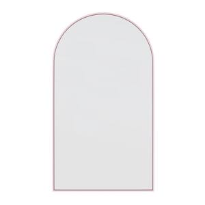 48 in. W x 83 in. H Arch Leaner Dressing Stainless Steel Framed Bathroom Vanity Mirror in Pink