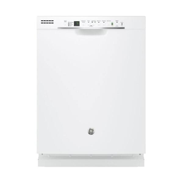 GE Front Control Dishwasher in White with Hybrid Stainless Steel Tub and Steam Prewash