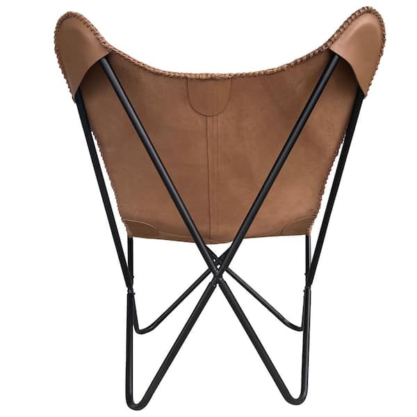 Leather Living Room hotsell Chairs-Butterfly Chair Brown Leather Butterfly Chair-Handmade with Powder Coated Folding Iron Frame (Cover with Folding)