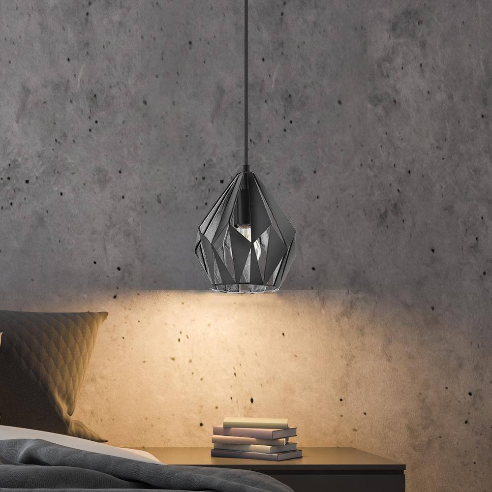 Carlton Mini 14'' Matte Black Geometric Indoor/Outdoor Pendant Light