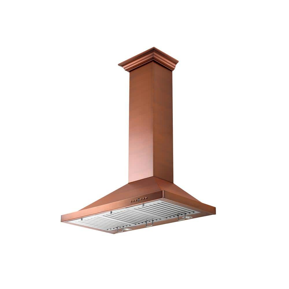 ZLINE Kitchen and Bath 36 in. 400 CFM Convertible Vent Wall Mount Range Hood in Copper