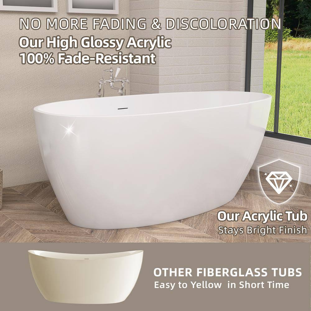 59'' x 29.5'' Freestanding Soaking Acrylic Bathtub