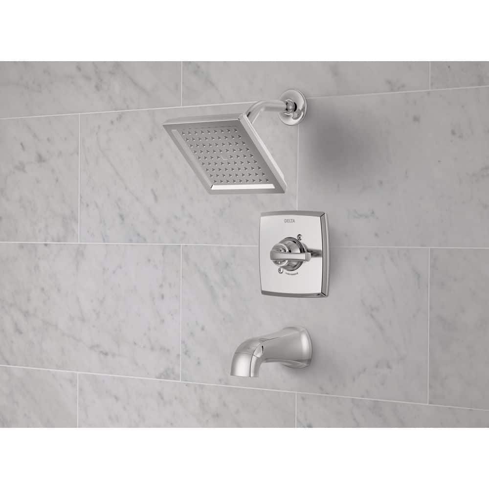Chrome Square Wall Mounted Tub and Shower Faucet Set