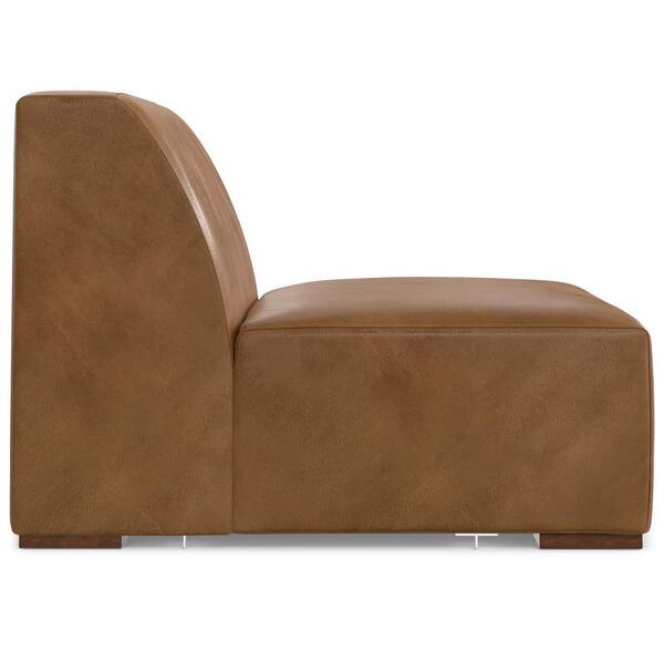 Simpli Home Rex 34 inch Armless Leather Rectangle Center Sofa