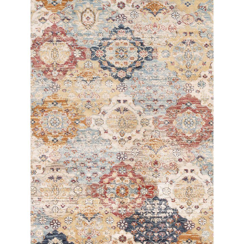 Heritage Light Blue and Beige 9' x 12' Synthetic Area Rug