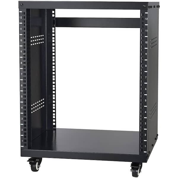 12U AV Rack Stand Steel 20.1 x 27.6 x 20.1 in. Network Stereo Recording Studio Rack Square Holes 1-Tier (Black)