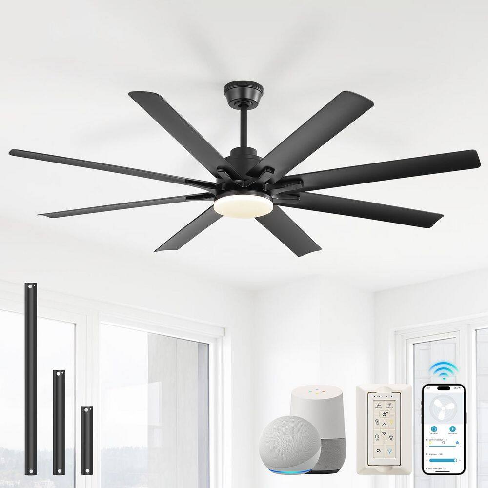 52 in. Indoor/Outdoor Black Smart Ceiling Fan with LED Light and Remote App Control price history on PriceWatchPro