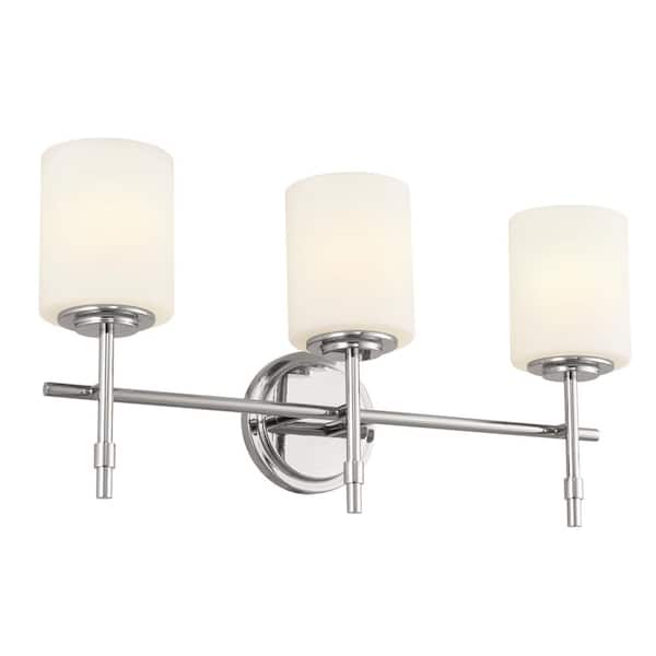 KICHLER Ali 23.25 in. 3-Light Polished Nickel Traditional Bathroom Vanity Light with Satin Etched Case Opal Glass Shades