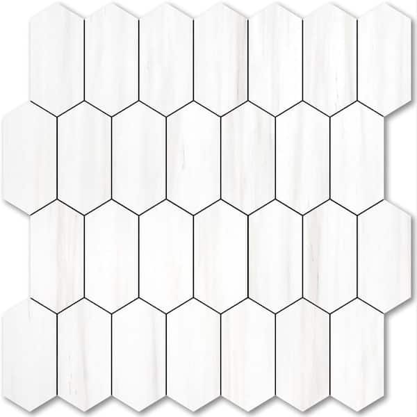 12.4 x 12 Inch Long Hexagon Peel and Stick Backsplash Tile - 10 Sheets for Kitchen and Bathroom