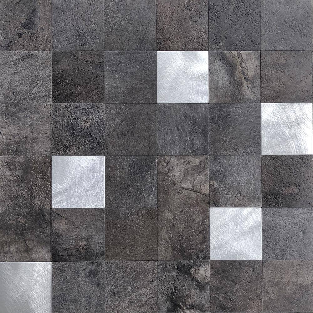 DIP Design Is Personal DIP Graphite Silver Mosaic Tile 12 in. x 12 in ...