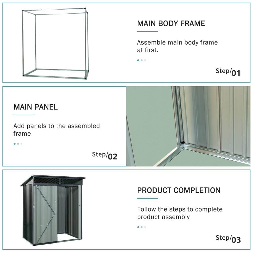 5 ft. x 3 ft. Gray Metal Outdoor Storage Shed with Window
