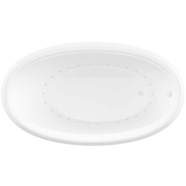 Topaz Series 70 in. x 42 in. Oval Air Bathtub with Right Side Drain and Marine Grade Acrylic in Glossy Smooth White