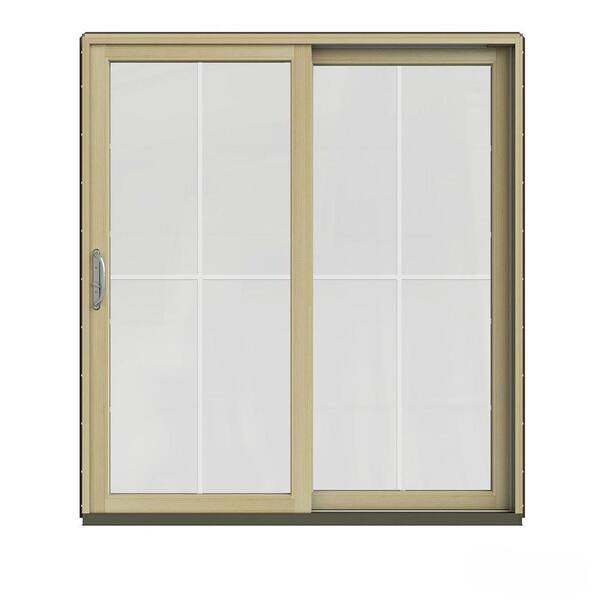 JELD-WEN 72 in. x 80 in. W-2500 Contemporary Brown Clad Wood Right-Hand 4 Lite Sliding Patio Door w/Unfinished Interior