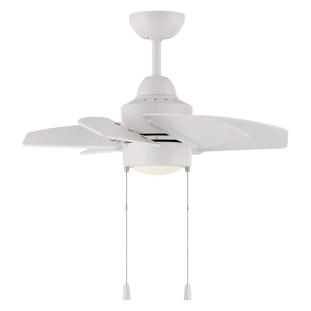 24-Inch White Brushed Nickel Modern Ceiling Fan with LED Light