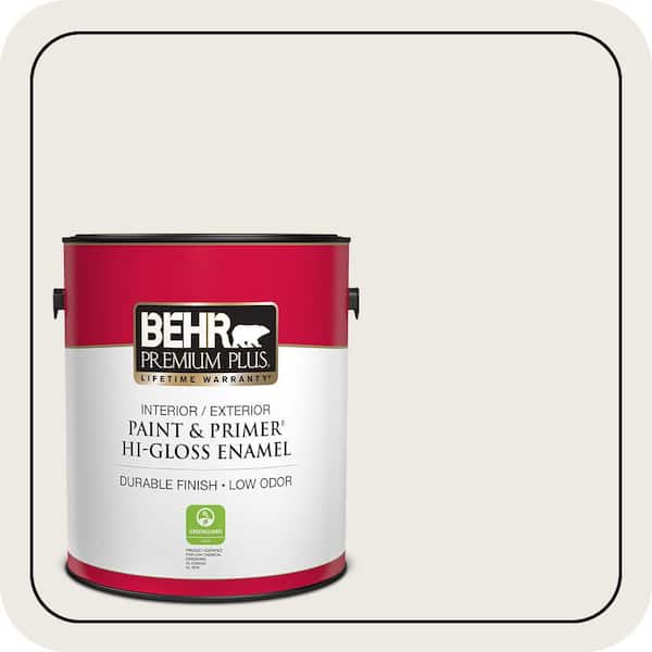 BEHR PREMIUM PLUS 1 gal. Designer Collection #DC-006 First Snow Hi-Gloss Enamel Interior/Exterior Paint & Primer