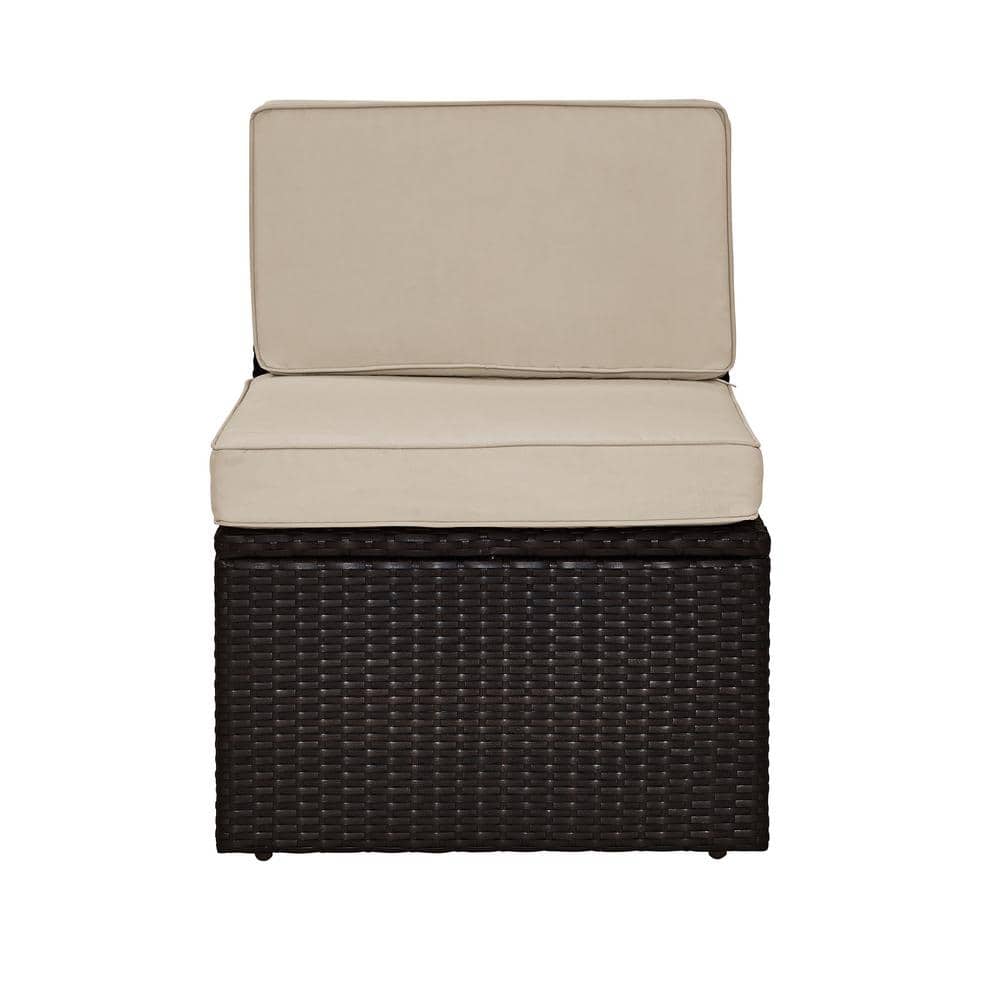 Sand and Brown Steel Wicker Outdoor Bistro Chair