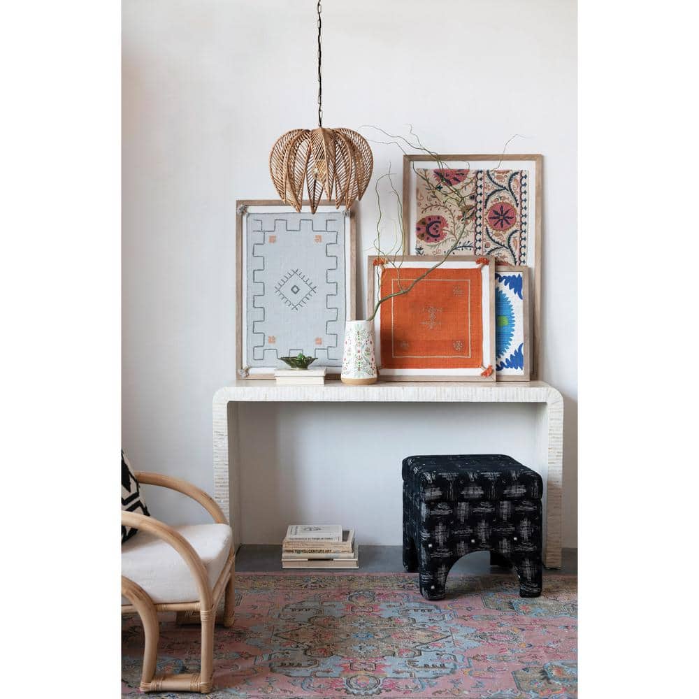 White Mother of Pearl Waterfall Console Table with Storage