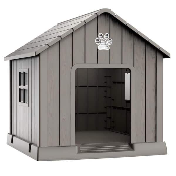 40.87 in. W x 38.82 in. H x 37.8 in. D Resin Dog House Wall Kit in Blue and Gray Durable Waterproof with Air Vents