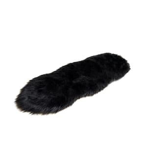 Black 2 ft. x 4 ft. Sheepskin Faux Fur Furry Cozy Area Rug