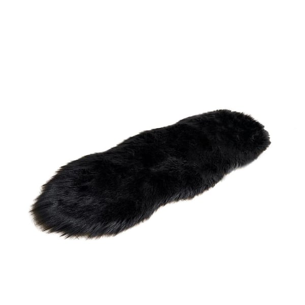 Latepis Black 2 ft. x 4 ft. Sheepskin Faux Fur Furry Cozy Area Rug
