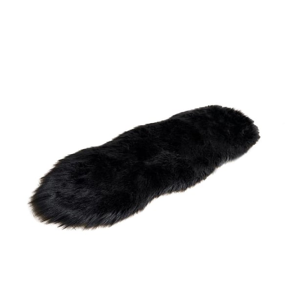 iliebe Black 2 ft. x 4 ft. Sheepskin Faux Fur Furry Cozy Area Rug