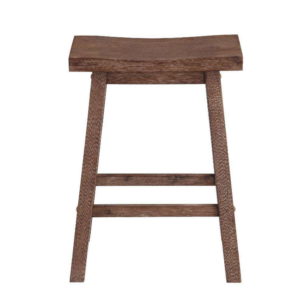 Gray Backless Saddle Style Wooden Counter Stool