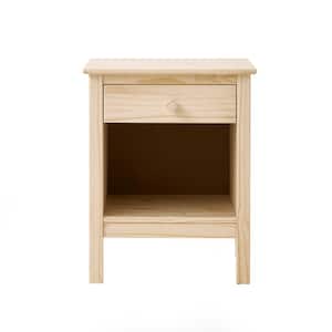 1-Drawer Unfinished Natural Pine Wood Nightstand (25 in. H x 20 in. W x 16.5 in. D)